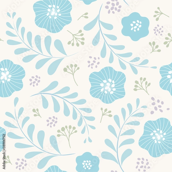 Fototapeta 北欧風のかわいい花のシームレスパターン B
