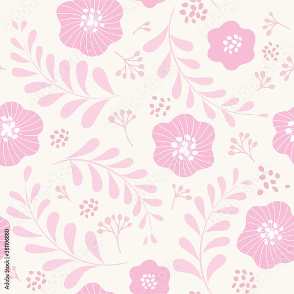 Fototapeta 北欧風のかわいい花のシームレスパターン H