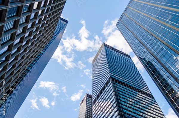 Obraz Bottom view of skyscrapers in Manhattan, New York, USA