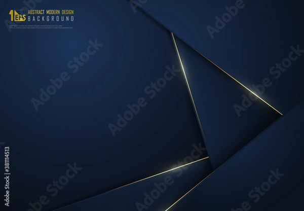 Fototapeta Abstract premium gradient classic blue template overlap with gold glitters decoration background. illustration vector eps10