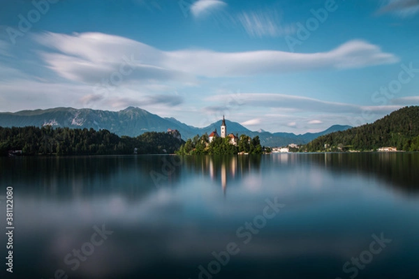 Fototapeta Ancient island castle in the middle of lake