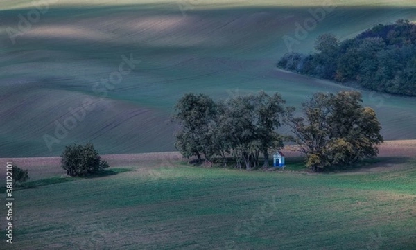 Fototapeta Small chapel hidden in the fields