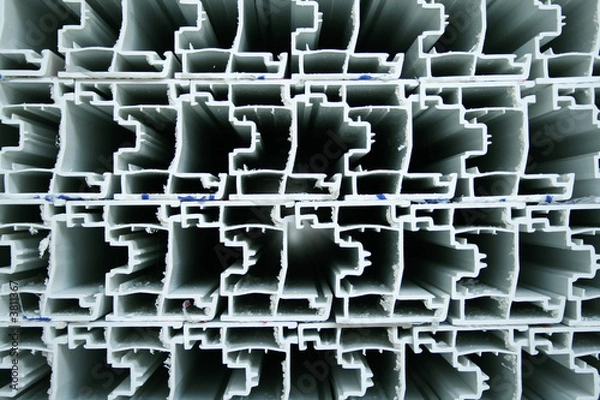 Obraz Stack of PVC profiles ready for windows manufacturing