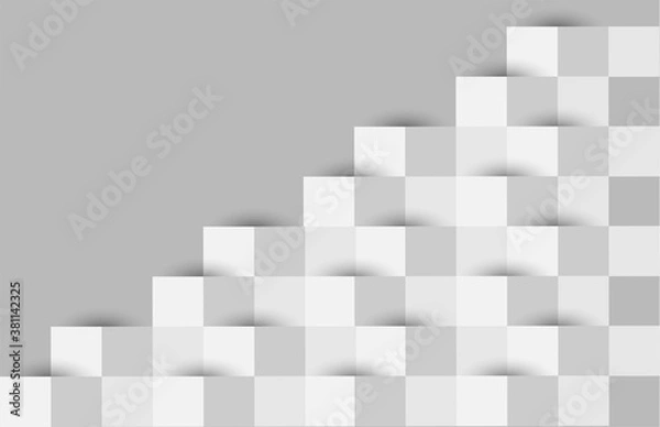 Fototapeta Abstract gray white background with mesh of squares, mosaic, geometric template.