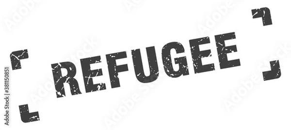 Fototapeta refugee stamp. square grunge sign isolated on white background
