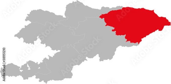 Fototapeta Issyk Kul province isolated on Kyrgyzstan map. Business Concepts and Backgrounds.