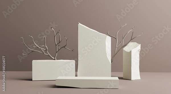 Obraz minimal cosmetics rectangle stand in pastel background,3d rendering design