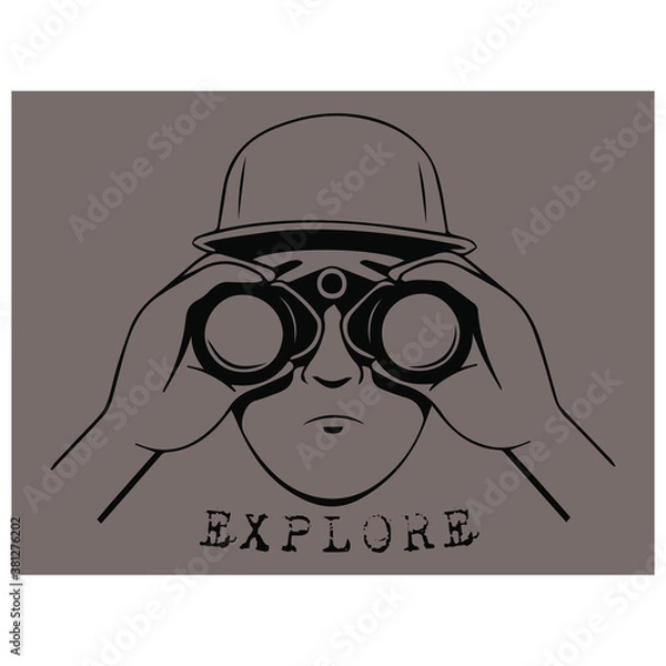 Fototapeta Vector Illustration of cartoon using binocular