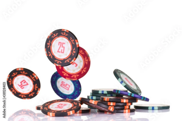 Fototapeta Gambling chips falling