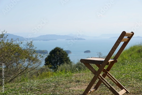 Fototapeta 大自然　椅子　海　山