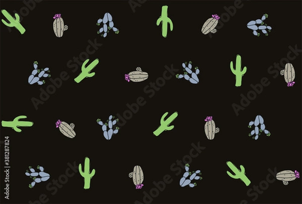 Fototapeta Vector Illustration of cactus seamless pattern