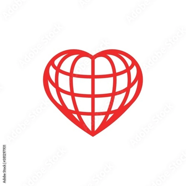 Obraz Earth grid in heart shape