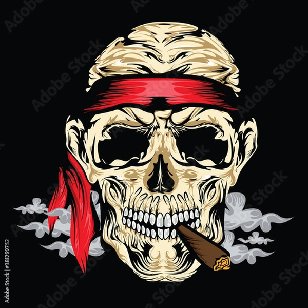 Obraz Evil skull with cigarette