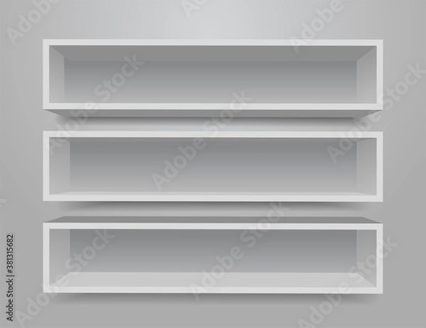 Fototapeta Set of white different furniture shelves. Vector illustration