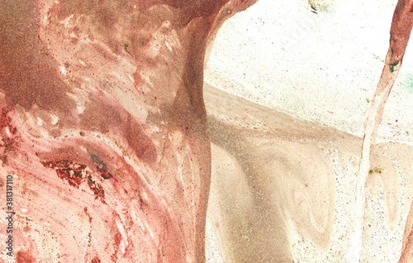 Fototapeta Texture of red and brown watercolor spots on white paper