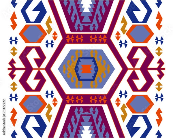 Fototapeta Tribal ethnic motifs geometric seamless background. Bohemian  geometric shapes sprites tribal motifs clothing fabric textile print traditional design with triangles