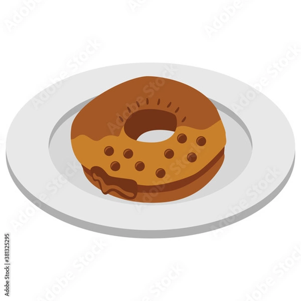 Fototapeta 
Chocolate doughnut with confetti sprinkled on top
