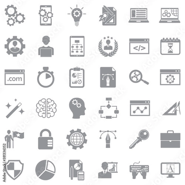 Fototapeta Development Icons. Gray Flat Design. Vector Illustration.