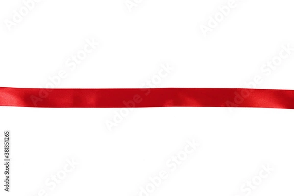 Obraz straight red ribbon separates white background