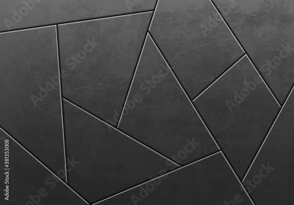 Fototapeta Crack pattern on a black stone or metal background.