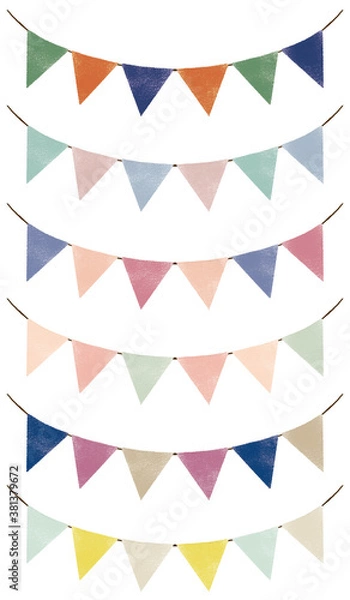 Fototapeta 色鉛筆で描いたガーランドのイラスト