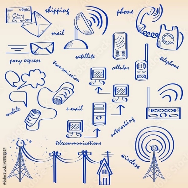 Obraz Hand Drawn Communication Icons Set