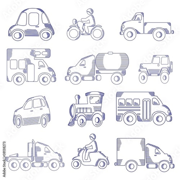 Obraz Doodle Transportation Icons Set