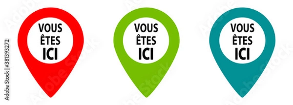 Fototapeta Vous êtes ici. Balise de localisation. Collection de point s repères.