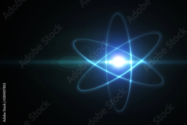 Fototapeta Model of atom and elementary particles. Physics concept. 3D rendered illustration.