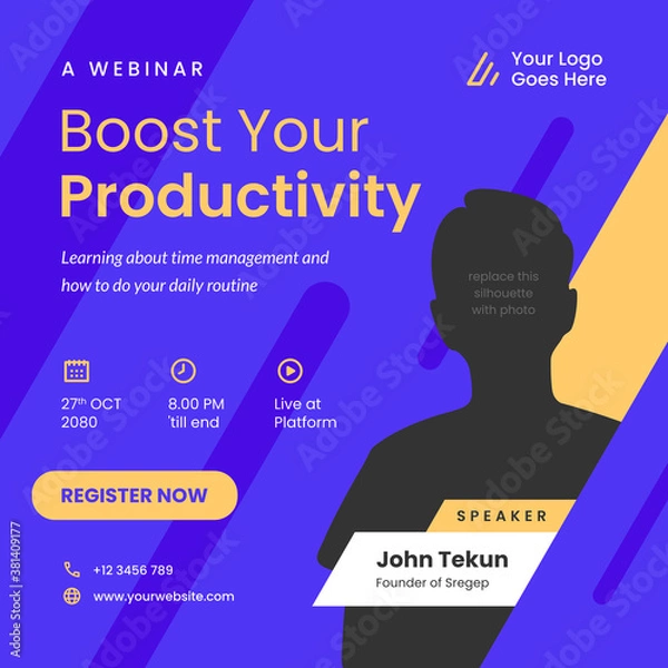 Fototapeta webinar social media poster vector template
