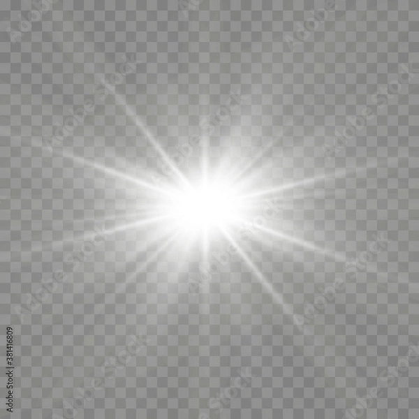 Obraz White glowing light. Beautiful star Light from the rays