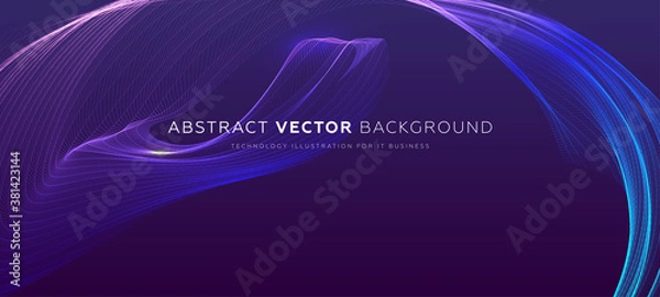 Fototapeta Glowing particles liquid dynamic flow background. Trendy fluid cover design. Eps10 vector illustration