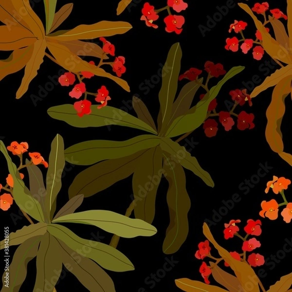 Obraz illustration with flowers in an dark background.