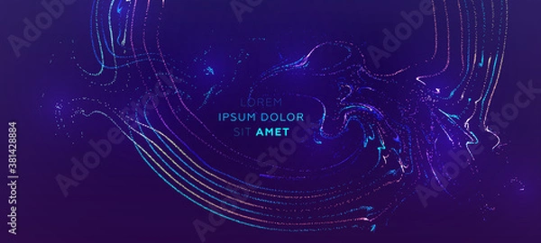 Fototapeta Glowing particles liquid dynamic flow background. Trendy fluid cover design. Eps10 vector illustration
