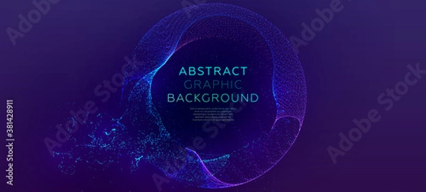 Fototapeta Glowing particles liquid dynamic flow background. Trendy fluid cover design. Eps10 vector illustration