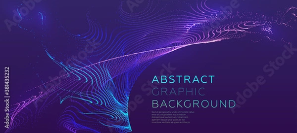 Fototapeta Glowing particles liquid dynamic flow background. Trendy fluid cover design. Eps10 vector illustration
