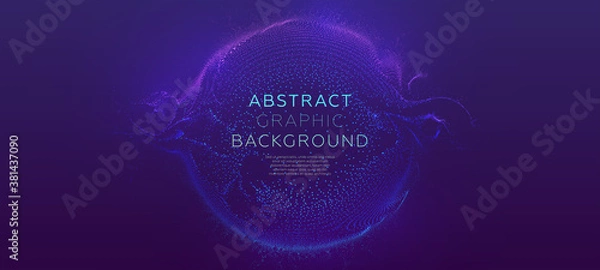 Fototapeta Glowing particles liquid dynamic flow background. Trendy fluid cover design. Eps10 vector illustration