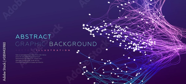 Obraz Quantum computing, deep learning artificial intelligence, signal cryptography infographic vector illustrations. Big data algorithms visualization for business, science presentations, posters, covers