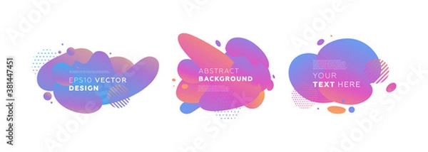 Fototapeta Abstract liquid fluid shapes set. Dynamic composition with trendy flat geometric badges elements collection. Gradient banner templates for modern covers and presentations. Eps10 vector illustration
