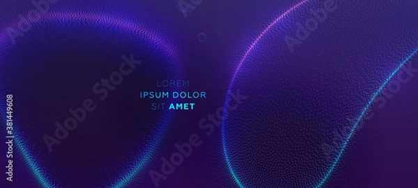 Fototapeta Glowing particles liquid dynamic flow background. Trendy fluid cover design. Eps10 vector illustration