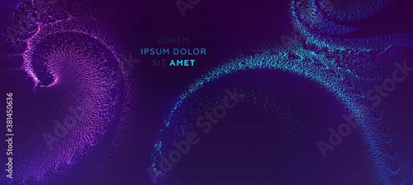Fototapeta Glowing particles liquid dynamic flow background. Trendy fluid cover design. Eps10 vector illustration