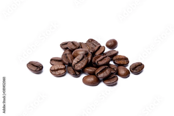 Obraz Roasted coffee beans isolated on white background