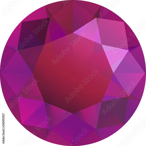 Obraz Sapphire gemstone, diamond cut face table front view, gems color stone, aquamarine, emerald, spinal, ruby