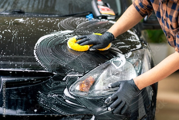 Obraz washing black car