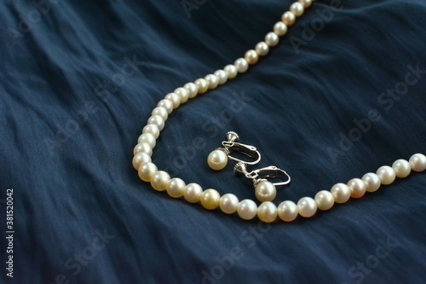 Obraz パールネックレスとイヤリング
