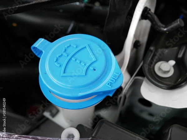 Obraz windshield washer fluid reservoir cap in engine room.