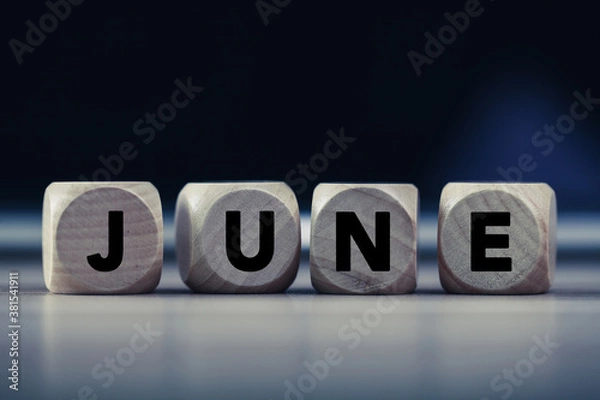 Fototapeta June Concept Wooden Cube Blocks