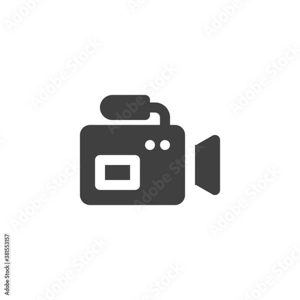 Fototapeta Video camera vector icon. filled flat sign for mobile concept and web design. Movie camera, camcorder glyph icon. Symbol, logo illustration. Vector graphics