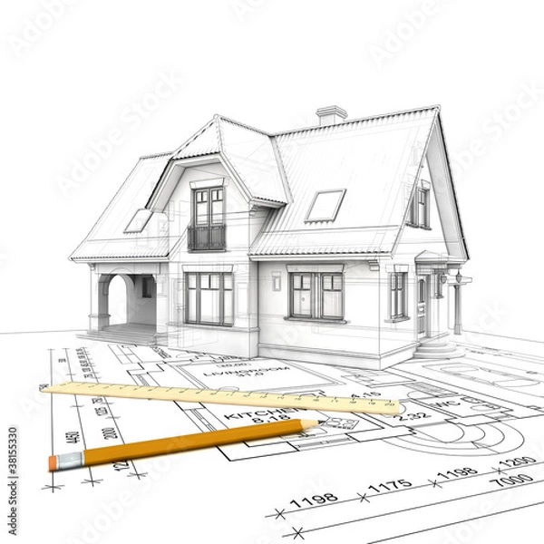 Obraz house with project_wireframe