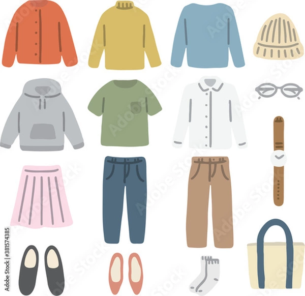 Fototapeta 洋服 ファッション イラスト セット